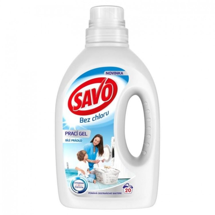Savo gel 20dávek/1l na praní bez Cl Bílé - Drogerie Prací prostředky Prací gely do 50 dávek